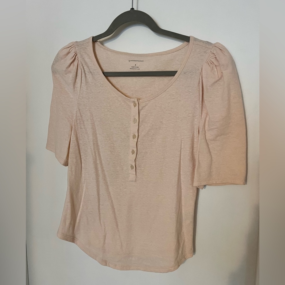Anthro top with puff sleeves
